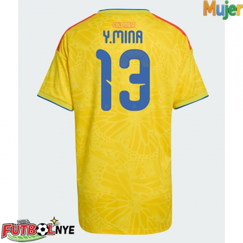Camiseta Colombia Yerry Mina #13 Primera Equipación para mujer Mundial 2026 manga corta